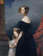 Claude Marie Dubufe with her daughter France oil painting artist